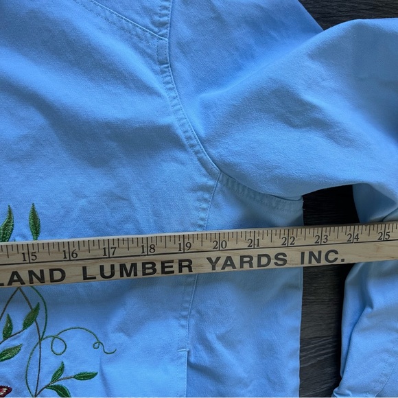 Victor Costa Occasion Embroidered Snap Up Denim Chambray Jacket Top size Large - Picture 9 of 10